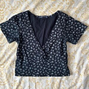 brandy melville floral v neck top